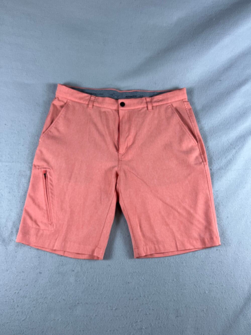 Greg Norman Attack Life Golf Shorts Mens 35 Pink Zip Pocket Outdoor Sport Active